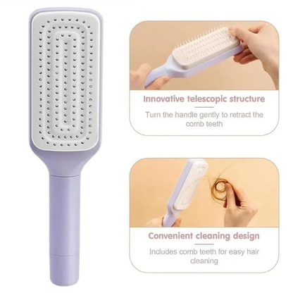 💜 SilkyBrush™ – Self-Cleaning Detangling Hair Brush